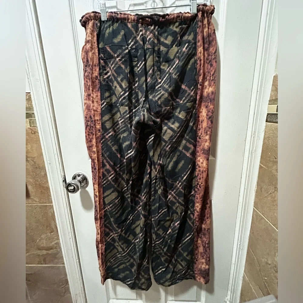 NWT FREE PEOPLE Hudson Canyon Printed Pants-Brown Combo/Animal Plaid XS